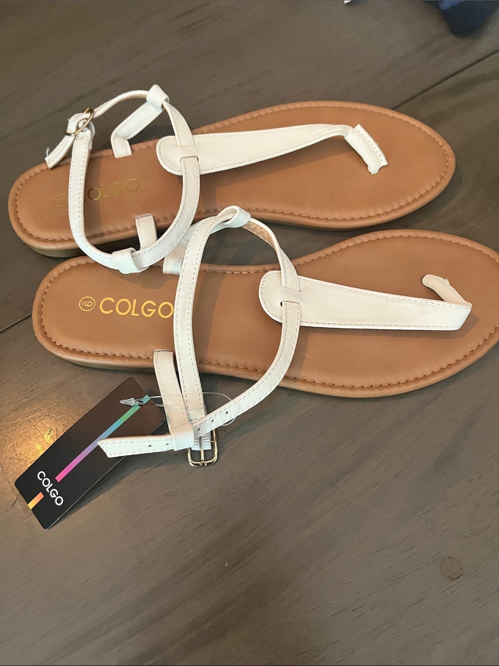 Women's White T-Strap Sandals